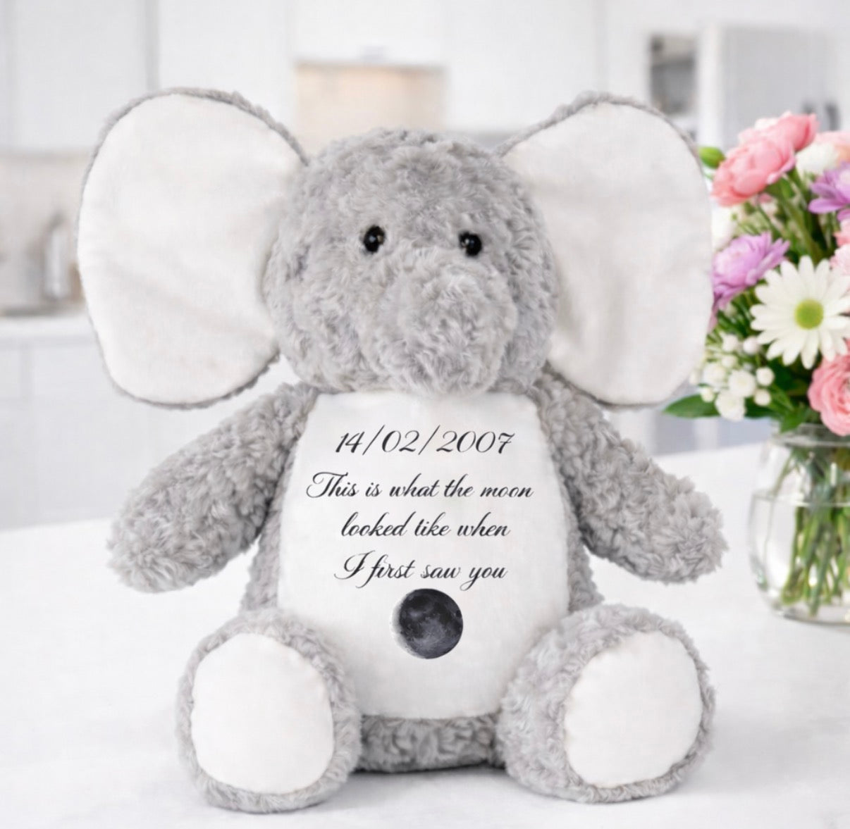 Personalised Moon Phase Plush Elephant