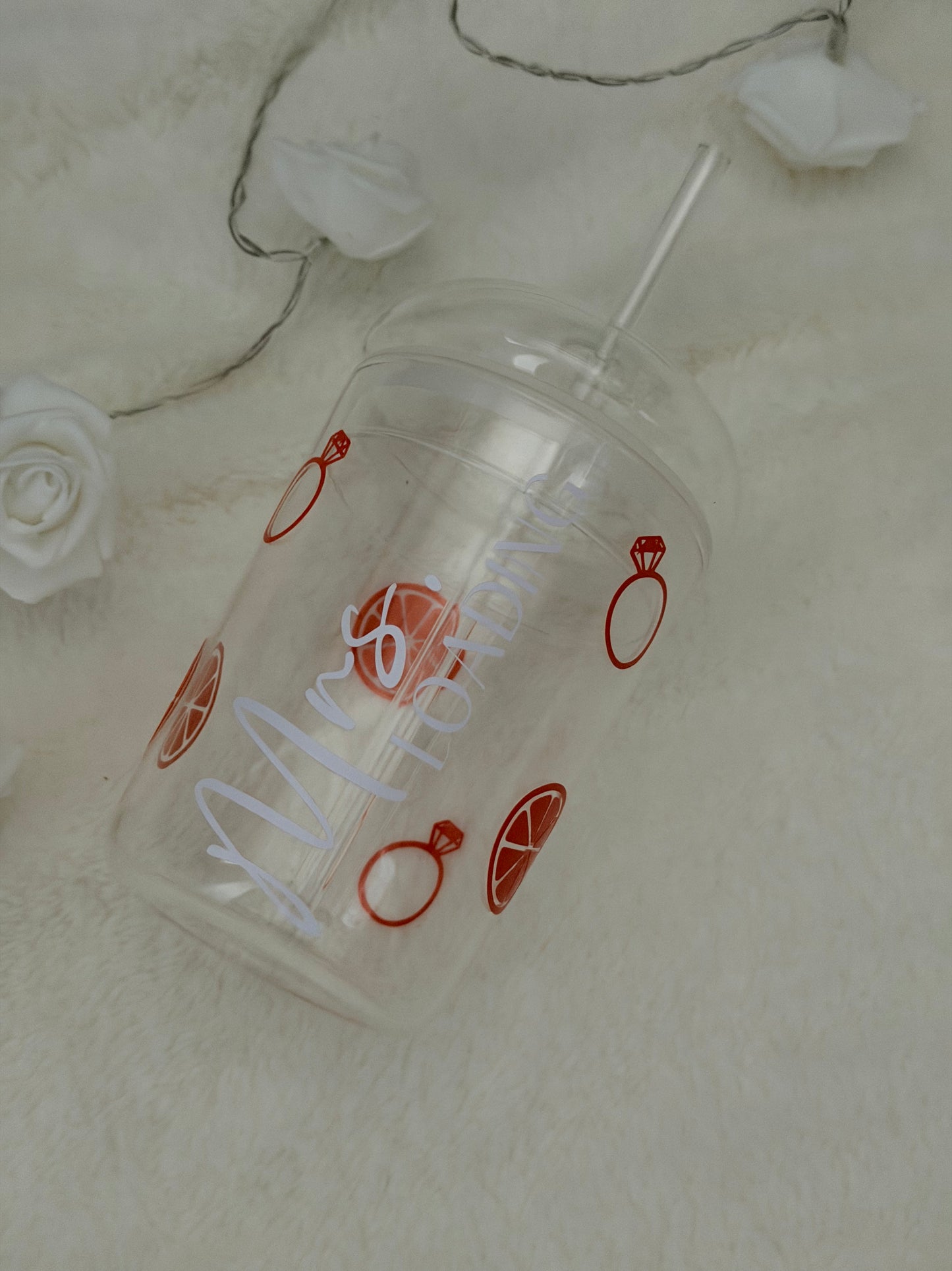 Mrs Loading 16oz Glass Tumbler with Glass Straw