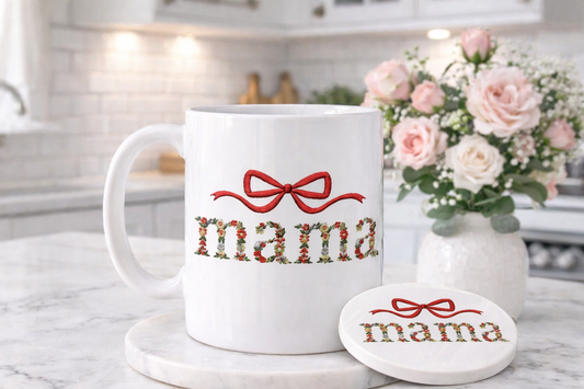 Mama Floral Bow Mug & Coaster Set – Thoughtful Gift for Mum