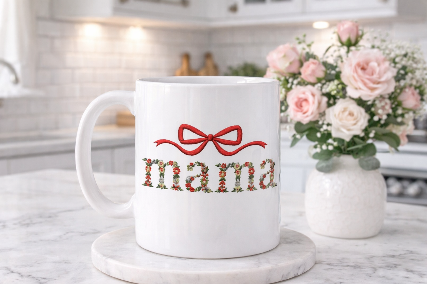 Mama Floral Bow Mug & Coaster Set – Thoughtful Gift for Mum