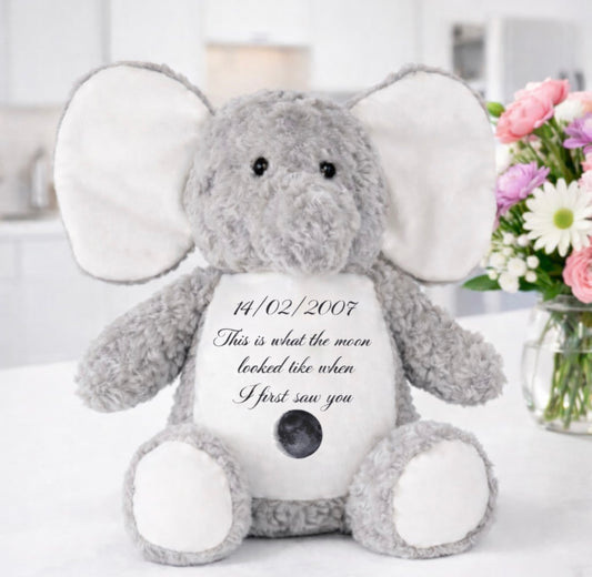 Personalised Moon Phase Plush Elephant