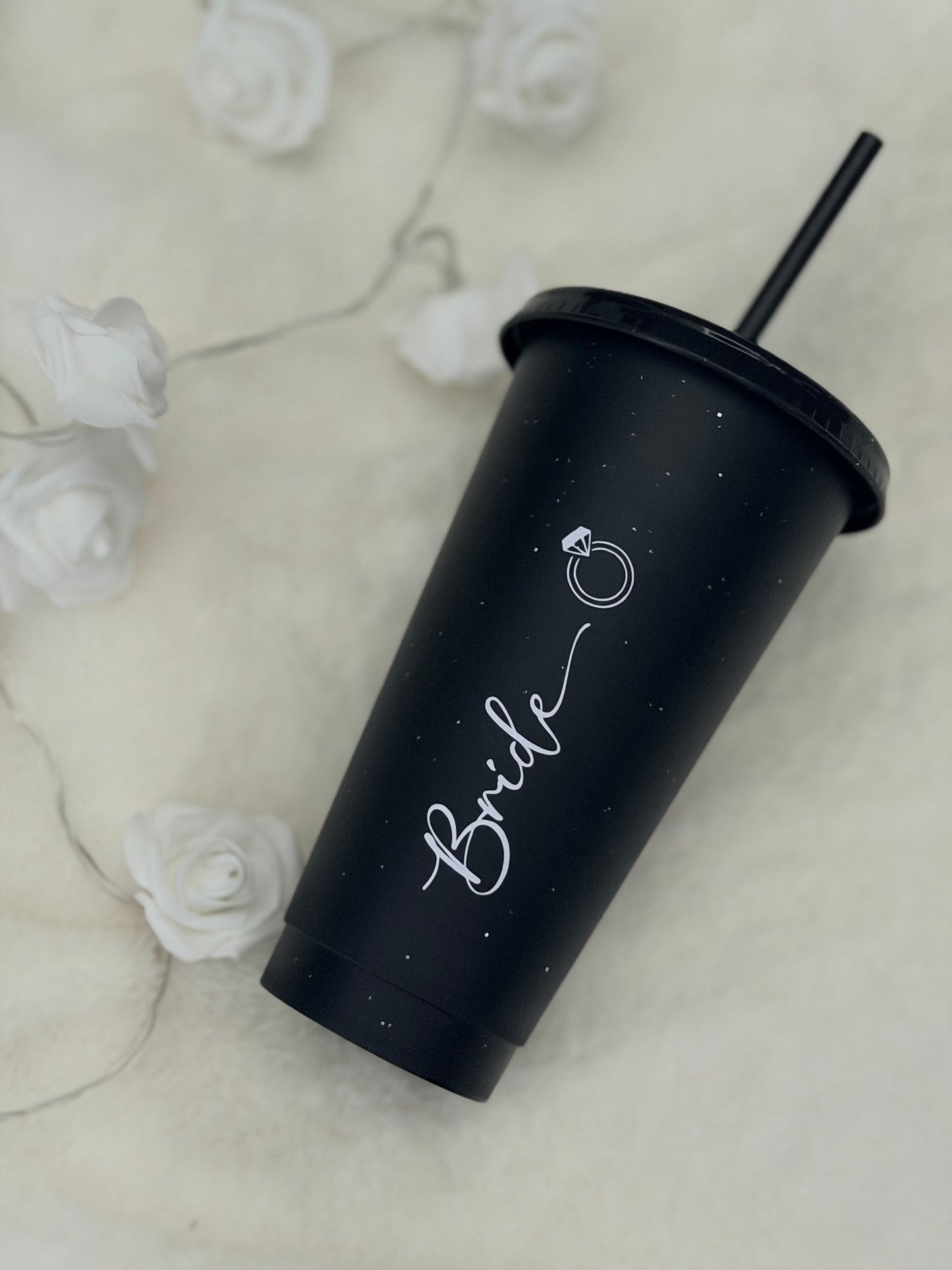 24oz Black Glitter Bride Cold Cup