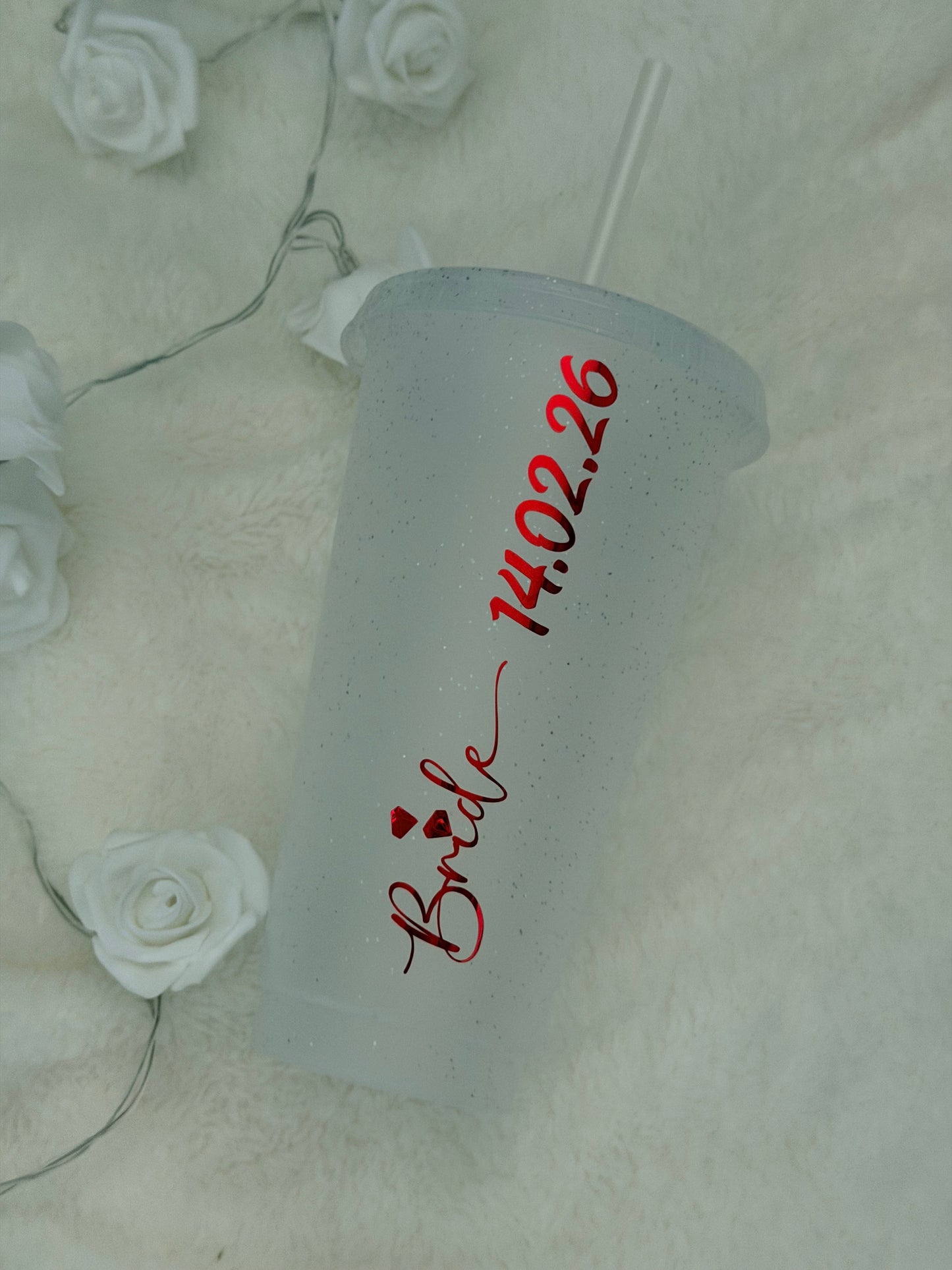 24oz Glitter Cold Cup Bride/Date