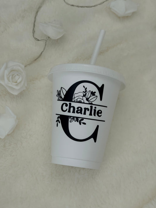 16oz White Initial/Name Cold Cup
