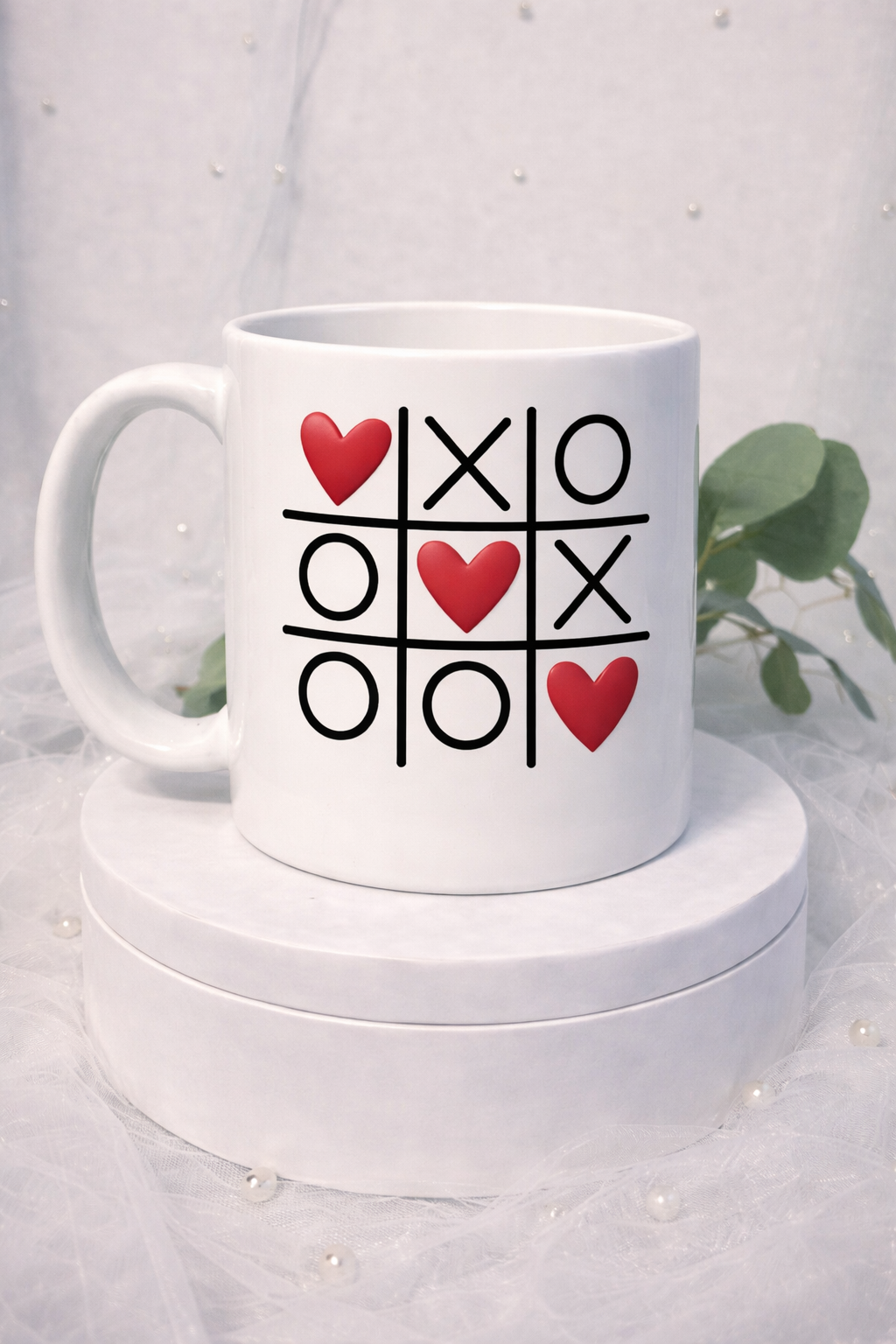 Hearts and Crosses Love Mug