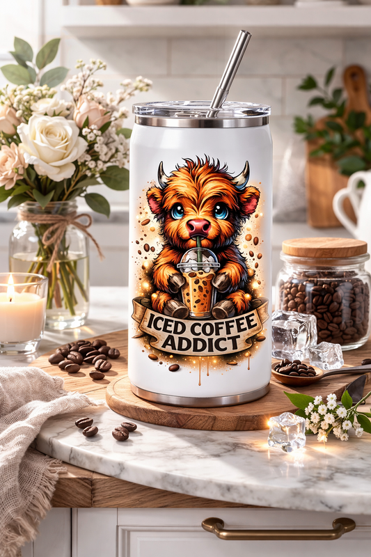 Highland Cow Sublimated Can Tumbler + Straw