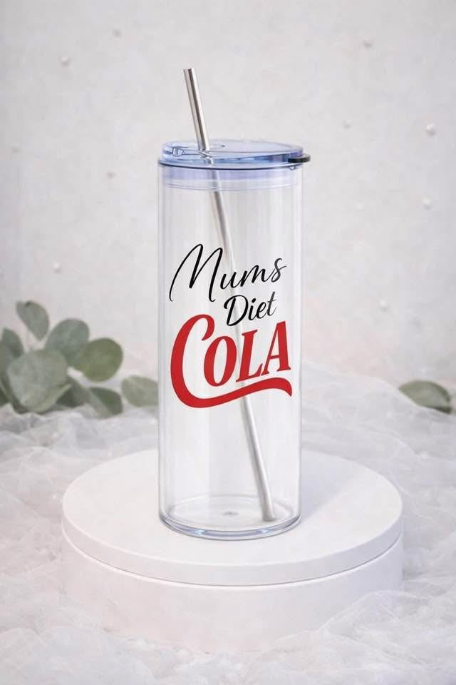 Mums Diet Cola 20oz Glass Tumbler + Straw