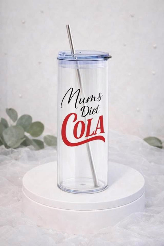 Mums Diet Cola 20oz Glass Tumbler + Straw