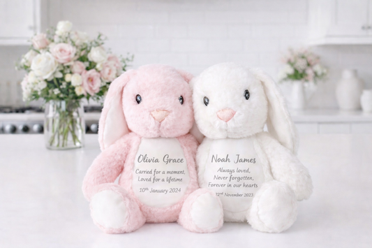Forever In Our Hearts Memory Bunny – Personalised Memorial Bunny Plush | Baby Loss Remembrance Gift | Keepsake